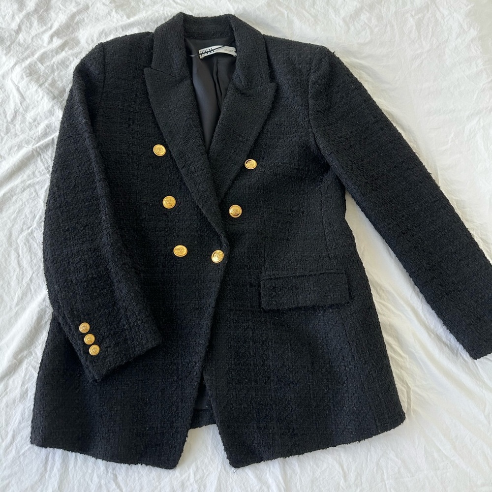 Zara Black Tweed Blazer